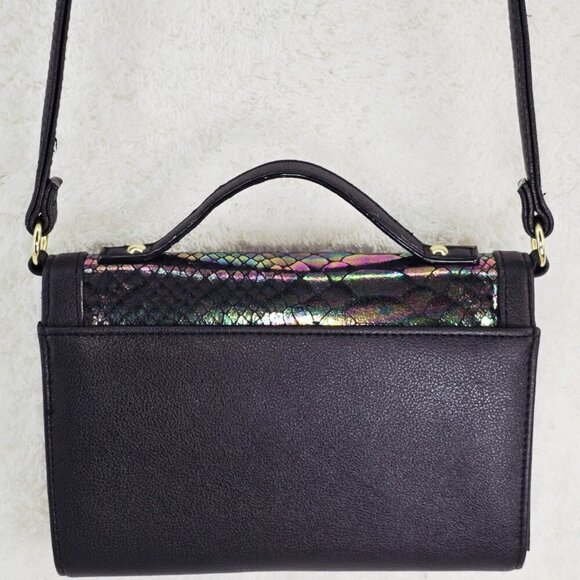 JUICY COUTURE Black PVC Leather Faux Snakeskin Organizer Crossbody Top Handle - Picture 5 of 14